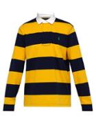 Matchesfashion.com Polo Ralph Lauren - Logo Embroidered Striped Cotton Rugby Shirt - Mens - Yellow Multi
