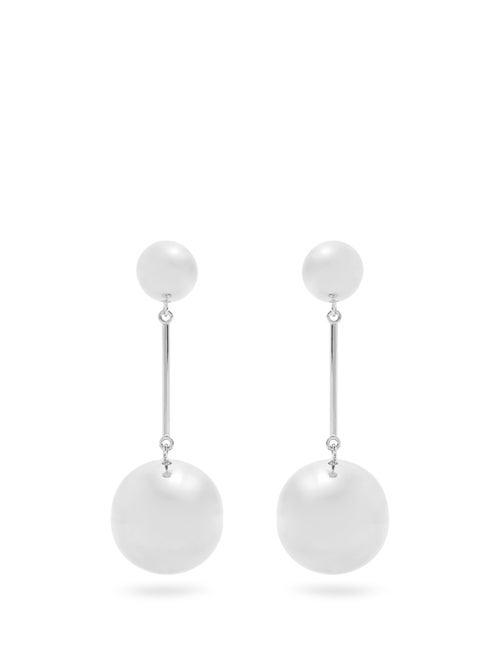 Matchesfashion.com Jw Anderson - Double Sphere Palladium Plated Drop Earrings - Womens - Silver