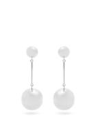 Matchesfashion.com Jw Anderson - Double Sphere Palladium Plated Drop Earrings - Womens - Silver