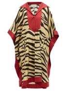 Matchesfashion.com Gucci - Zebra Print Silk Kaftan Dress - Womens - Yellow Multi