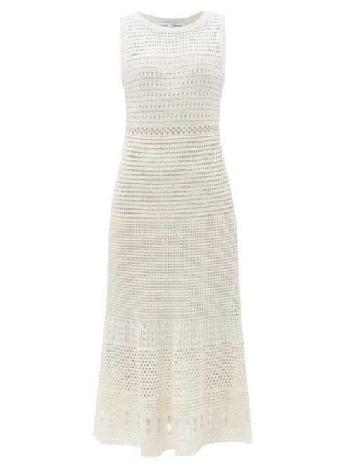 Proenza Schouler White Label - Pointelle-knit Silk-blend Midi Dress - Womens - White