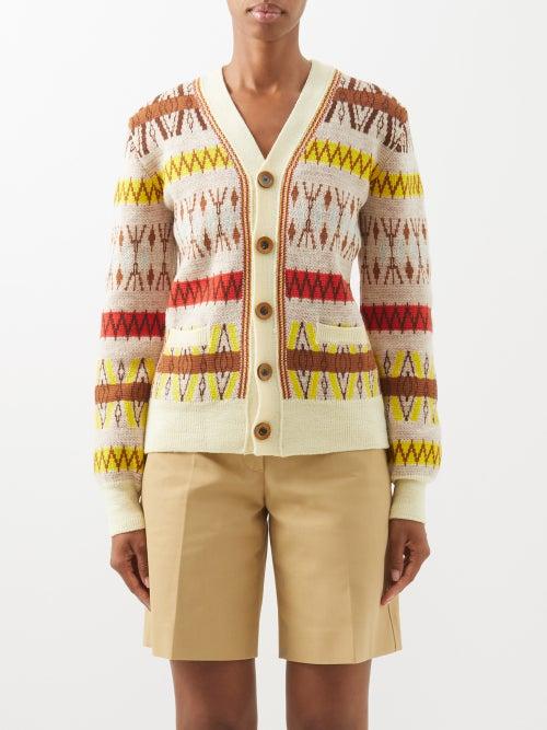 Wales Bonner - Orchestra Striped Wool-blend Cardigan - Womens - Cream Multi