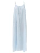 Matchesfashion.com Loup Charmant - Tie-strap Cotton-voile Maxi Dress - Womens - Light Blue