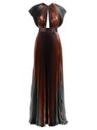 Matchesfashion.com Givenchy - Metallic Pleated Silk Blend Gown - Womens - Multi