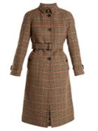 Prada Leather-trimmed Checked Trench Coat