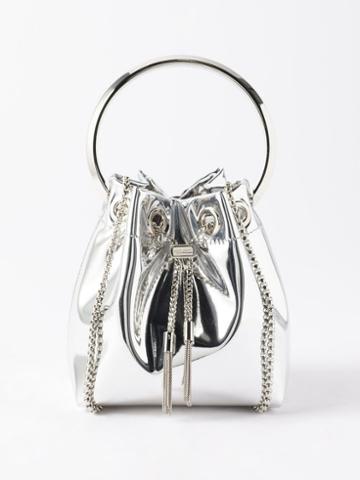 Jimmy Choo - Bon Bon Mirrored-leather Clutch Bag - Womens - Silver