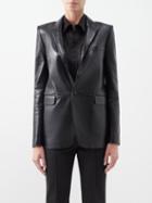 Saint Laurent - Roped-shoulder Leather Blazer - Womens - Black