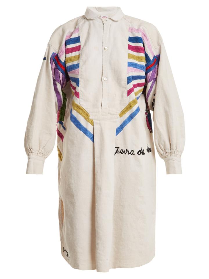 Kilometre Paris Santa Clara Embroidered Linen Shirtdress
