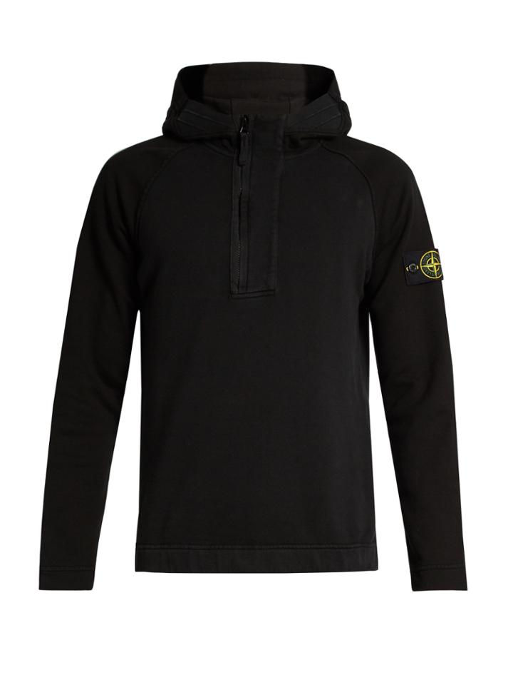 Stone Island Logo-patch Half-zip Cotton-jersey Sweatshirt