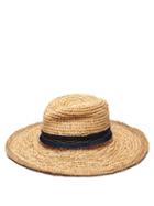 Matchesfashion.com Lola Hats - Mama Tarboush Wide Brim Straw Hat - Womens - Beige Navy