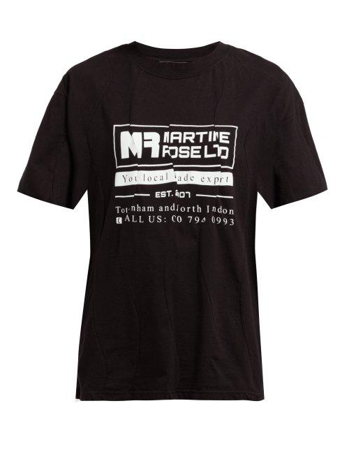 Matchesfashion.com Martine Rose - Logo Printed Waved Cotton Jersey T Shirt - Womens - Black