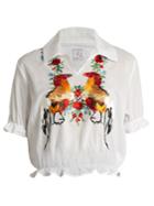 Stella Jean Short-sleeved Embroidered-cotton Top
