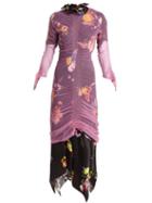Matchesfashion.com Preen By Thornton Bregazzi - Lynn Floral Print Tulle Overlay Dress - Womens - Pink Multi