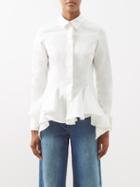 Givenchy - Ruffled Peplum-hem Cotton Shirt - Womens - White