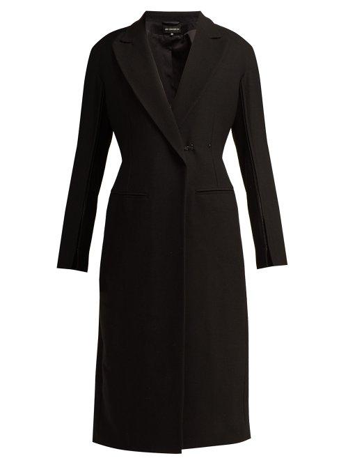Matchesfashion.com Ann Demeulemeester - Satin Trim Wool Blend Coat - Womens - Black