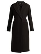 Matchesfashion.com Ann Demeulemeester - Satin Trim Wool Blend Coat - Womens - Black