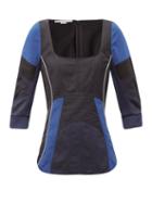 Matchesfashion.com Stella Mccartney - Giselle Panelled Square-neck Twill Top - Womens - Black Multi