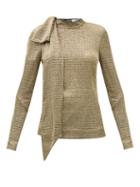 Matchesfashion.com Duncan - The David Tie-neck Silk-blend Lurex Top - Womens - Gold