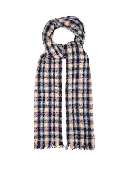 Matchesfashion.com Isabel Marant - Isidore Checked Wool Blend Scarf - Mens - Blue