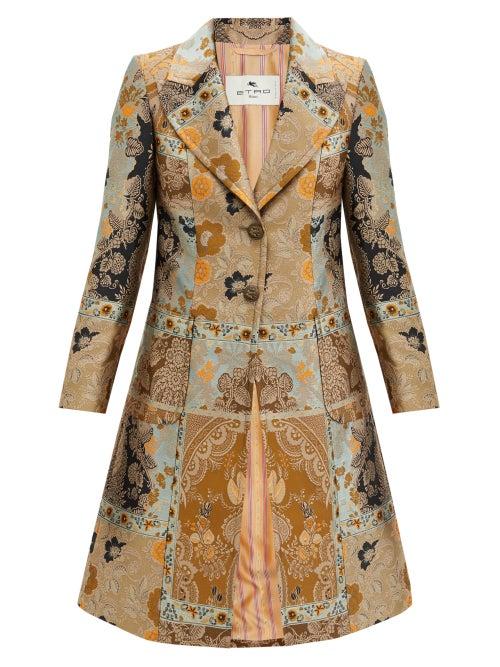 Matchesfashion.com Etro - Morgan Single-breasted Metallic-jacquard Coat - Womens - Silver
