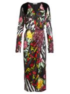 Attico Floral-print Satin Midi Dress