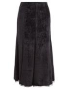 Gabriela Hearst - Amy Chiffon-trim Pann-velvet Midi Skirt - Womens - Black