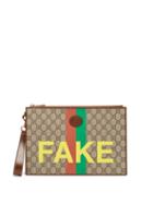 Matchesfashion.com Gucci - Fake/not Gg Supreme Canvas Pouch - Mens - Brown Multi