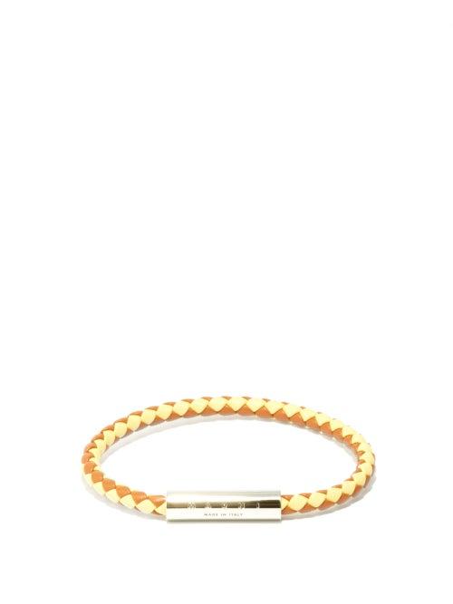 Mens Jewellery Marni - Braided Leather Bracelet - Mens - Yellow
