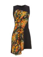 Matchesfashion.com Atlein - Floral-print Panel Crepe Dress - Womens - Black Print
