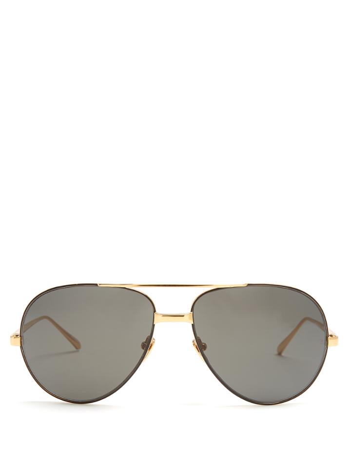 Linda Farrow Aviator Yellow-gold Plated Sunglasses