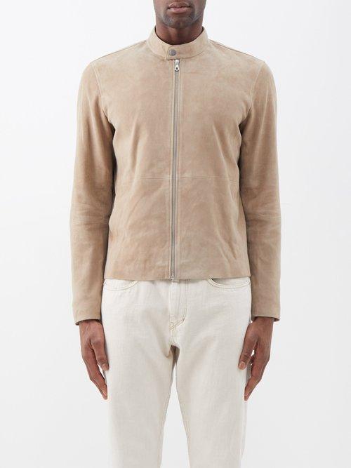Rag & Bone - Caf Suede Racer Jacket - Mens - Beige