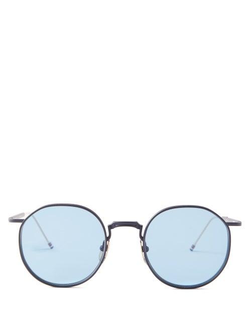 Thom Browne Eyewear - Round Metal Sunglasses - Mens - Blue