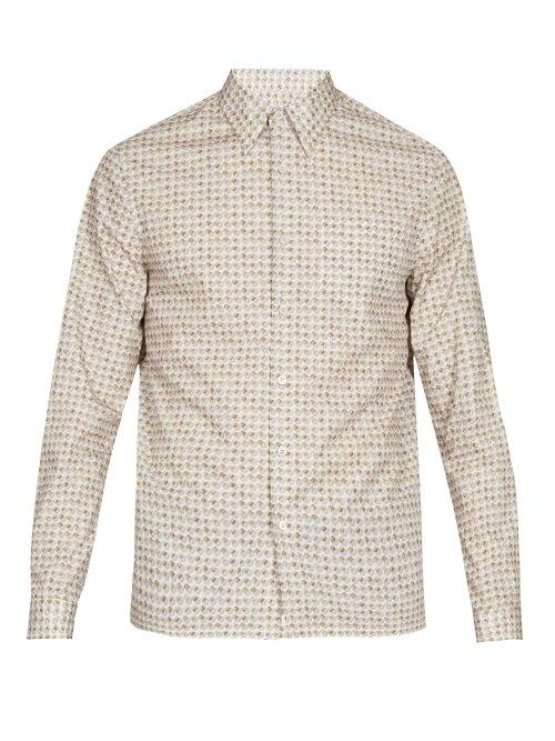 Matchesfashion.com Prada - Circle Print Slim Fit Cotton Shirt - Mens - Green Multi