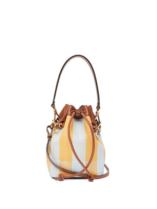 Matchesfashion.com Fendi - Mon Tresor Mini Striped Canvas Bucket Bag - Womens - Yellow Multi