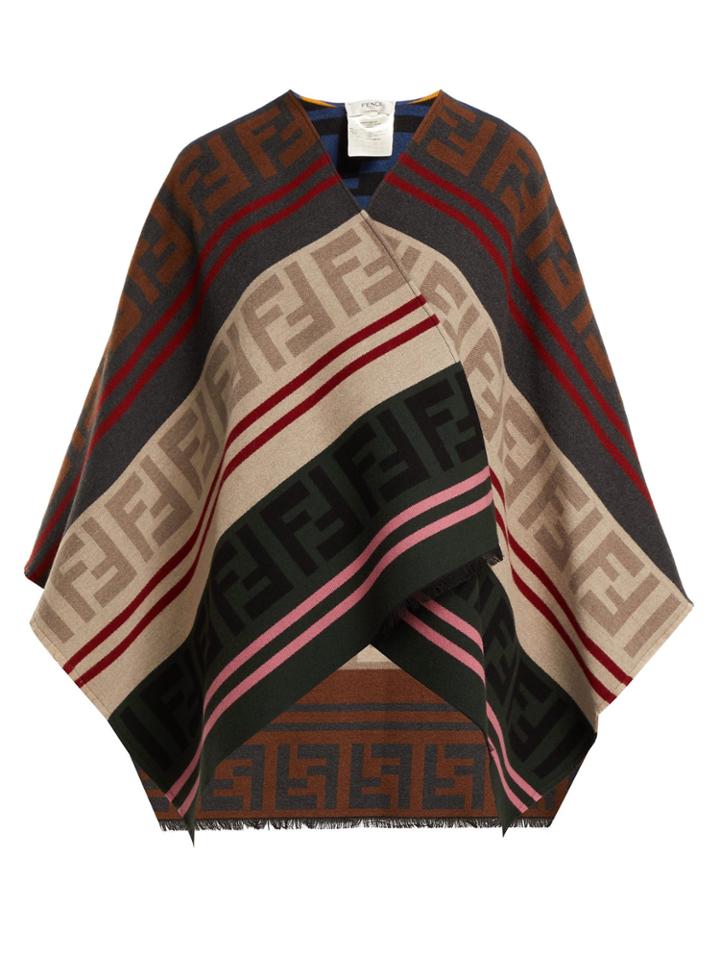 Fendi Ff Logo Wool-blend Poncho