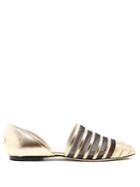 Jimmy Choo Globe Striped Mesh And Leather Flats