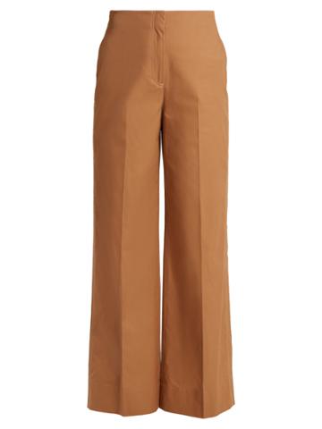 Elizabeth And James Maslin High-rise Wide-leg Cotton Trousers