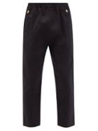 Matchesfashion.com Stefan Cooke - Waxed Cotton-twill Cropped Trousers - Mens - Navy