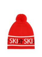 Matchesfashion.com Perfect Moment - Ski-jacquard Pompom-trim Wool Beanie Hat - Womens - Red Print
