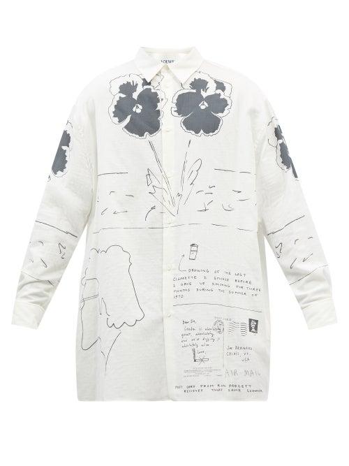 Loewe - Joe Brainard-print Cotton-poplin Shirt - Mens - White
