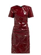 Matchesfashion.com No. 21 - Ruched Tie Back Glossed Poplin Dress - Womens - Burgundy