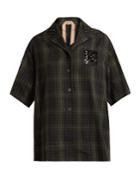 No. 21 Crystal-embellished Checked Bowling Shirt