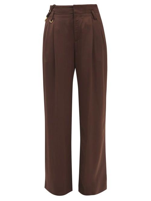 Jacquemus - Notte Pleated Twill Wide-leg Trousers - Womens - Brown