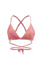 Isabel Marant - Solange Wraparound Abstract-print Bikini Top - Womens - Pink Orange