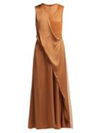 Matchesfashion.com Sies Marjan - Leona Tulle Insert Satin Gown - Womens - Brown