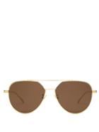 Matchesfashion.com Bottega Veneta - Double Bridge Aviator Metal Sunglasses - Mens - Gold