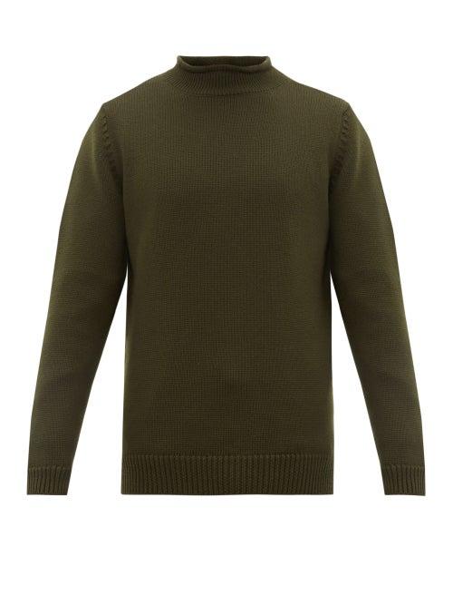 Matchesfashion.com Sunspel - Rolled Collar Merino Wool Sweater - Mens - Green
