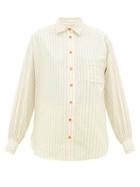 Matchesfashion.com Sies Marjan - Emanuela Puffed Sleeve Striped Cotton Blend Shirt - Womens - Beige Stripe