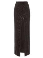 Matchesfashion.com Galvan - Modern Love Front-slit Sequinned Maxi Skirt - Womens - Black