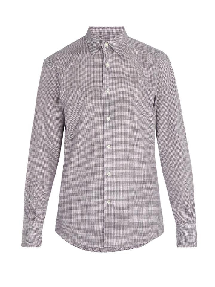 Ermenegildo Zegna Micro-gingham Checked Cotton Shirt
